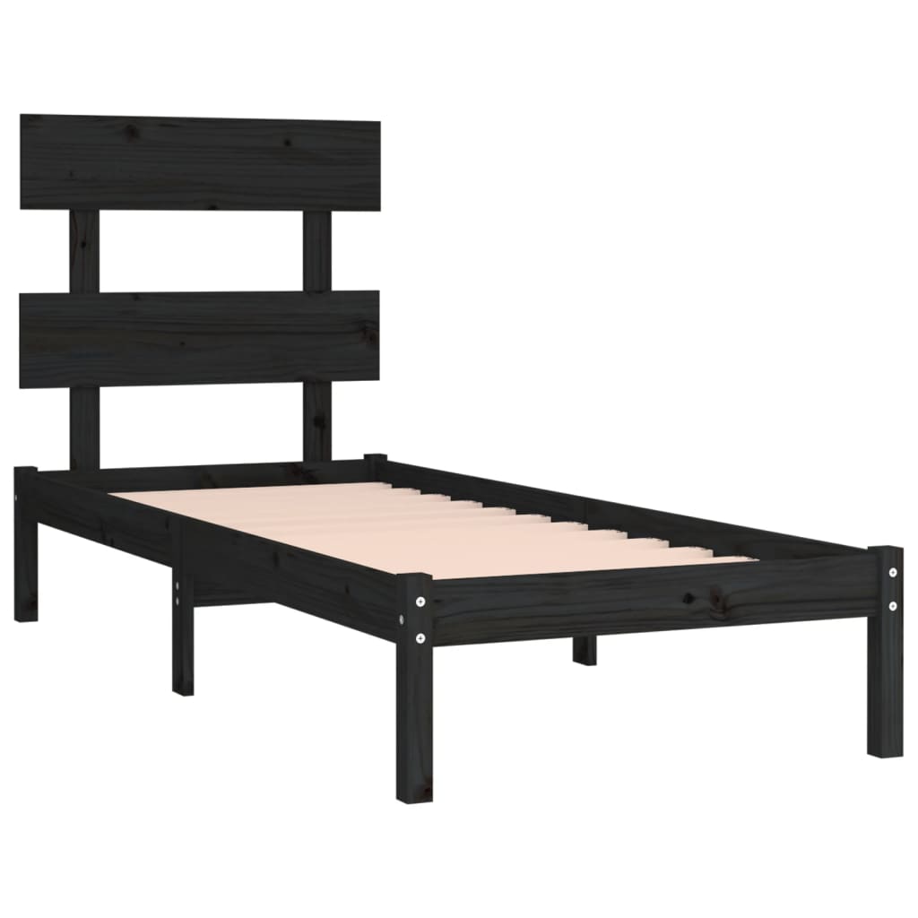 Estrutura cama de solteiro 90x190 cm madeira maciça preto