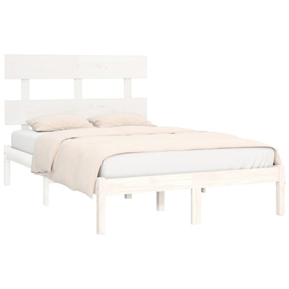 Estrutura de cama dupla 135x190 cm madeira maciça branco