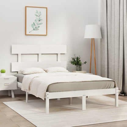 Estrutura de cama dupla 135x190 cm madeira maciça branco