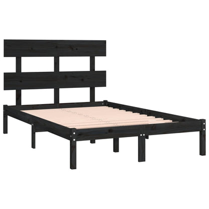 Estrutura de cama dupla 135x190 cm madeira maciça preto