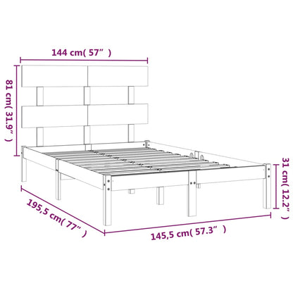 Estrutura de cama 140x190 cm madeira maciça cinzento