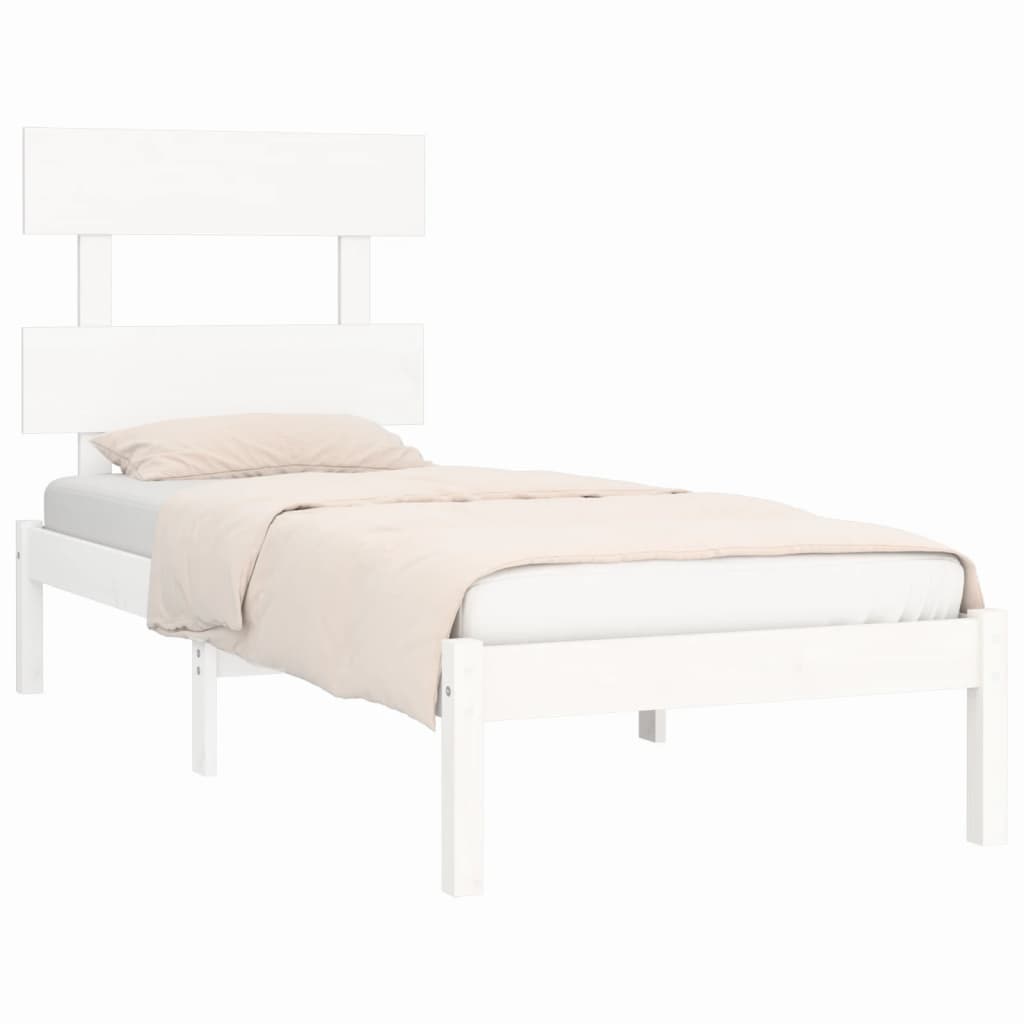 Estrutura de cama 90x200 cm madeira maciça branco