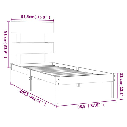 Estrutura de cama 90x200 cm madeira maciça branco