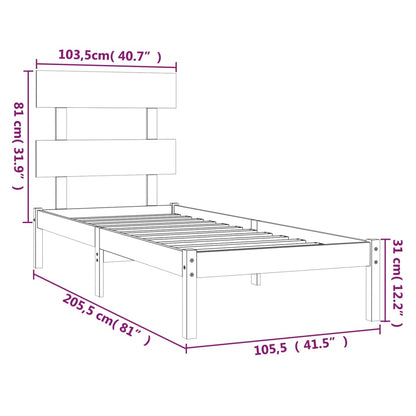 Estrutura de cama 100x200 cm madeira maciça castanho mel