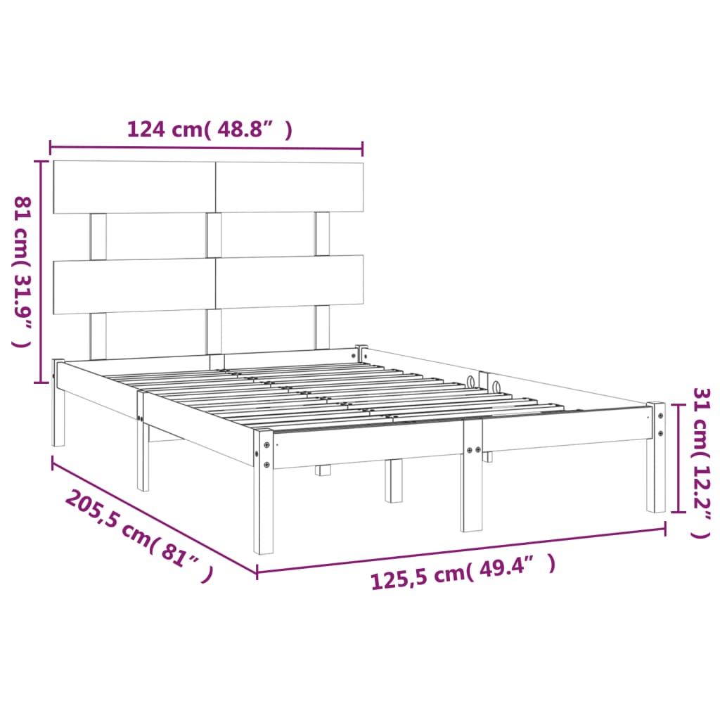 Estrutura de cama 120x200 cm madeira maciça branco