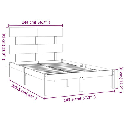 Estrutura de cama 140x200 cm madeira maciça castanho-mel