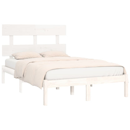 Estrutura de cama king 150x200 cm madeira maciça branco