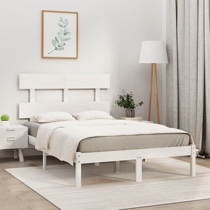 Estrutura de cama king 150x200 cm madeira maciça branco