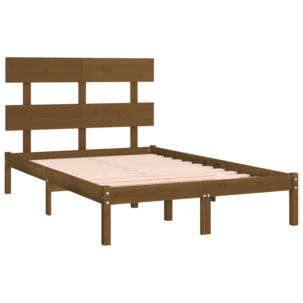 Estrutura cama king 150x200 cm madeira maciça castanho-mel