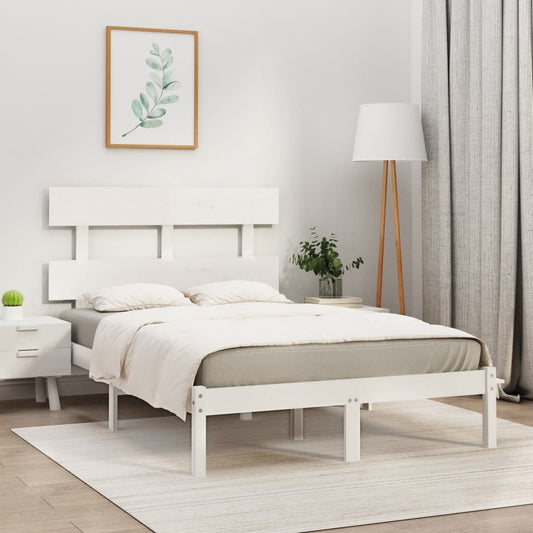 Estrutura de cama 160x200 cm madeira maciça branco