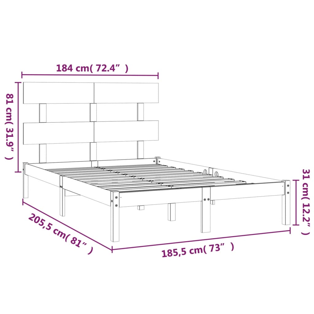 Estrutura de cama super king 180x200 cm madeira maciça branco