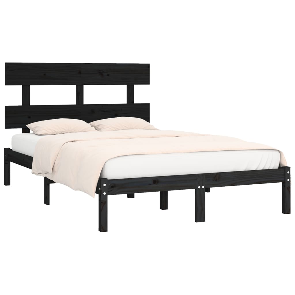 Estrutura de cama super king 180x200 cm madeira maciça preto