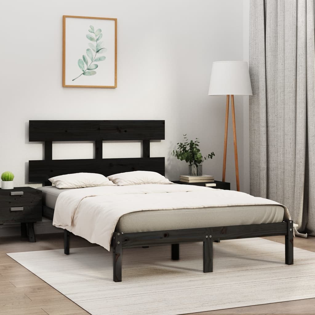 Estrutura de cama super king 180x200 cm madeira maciça preto