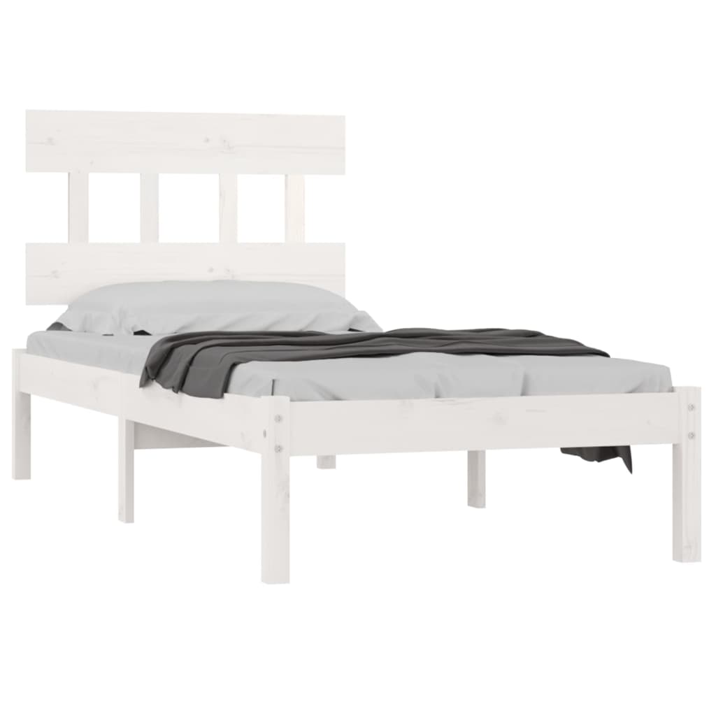 Estrutura cama de solteiro 90x190 cm madeira maciça branco