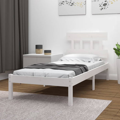 Estrutura cama de solteiro 90x190 cm madeira maciça branco