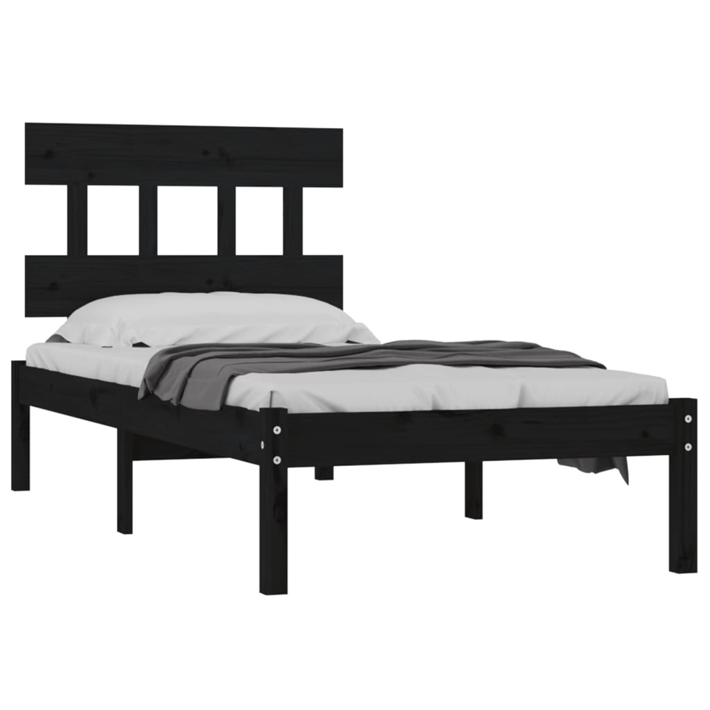 Estrutura cama de solteiro 90x190 cm madeira maciça preto