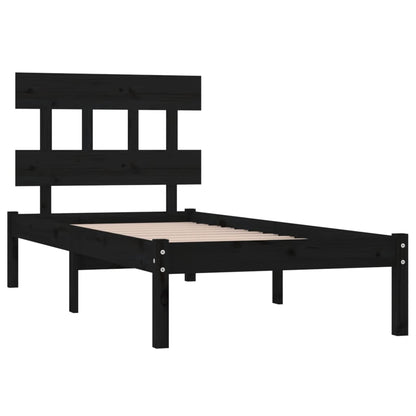 Estrutura cama de solteiro 90x190 cm madeira maciça preto