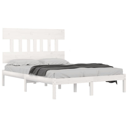 Estrutura de cama dupla 135x190 cm madeira maciça branco