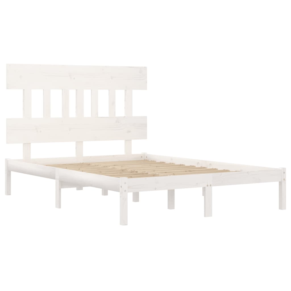 Estrutura de cama dupla 135x190 cm madeira maciça branco