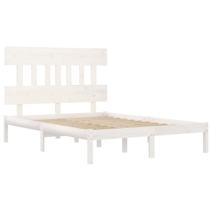 Estrutura de cama dupla 135x190 cm madeira maciça branco