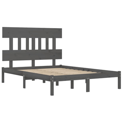 Estrutura de cama 140x190 cm madeira maciça cinzento