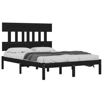 Estrutura de cama 140x190 cm madeira maciça preto