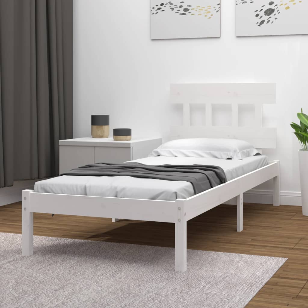 Estrutura de cama 90x200 cm madeira maciça branco