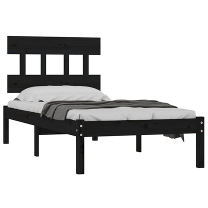 Estrutura de cama 100x200 cm madeira maciça preto