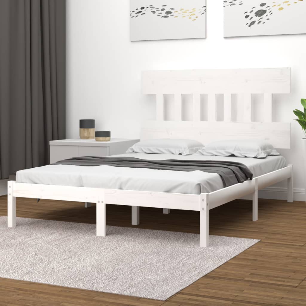 Estrutura de cama 120x200 cm madeira maciça branco