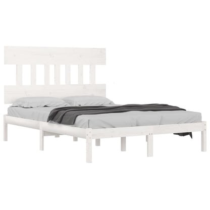 Estrutura de cama king 150x200 cm madeira maciça branco