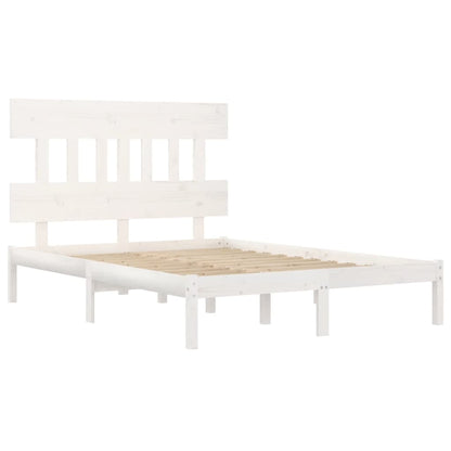 Estrutura de cama king 150x200 cm madeira maciça branco