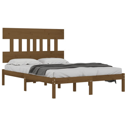 Estrutura cama king 150x200 cm madeira maciça castanho-mel