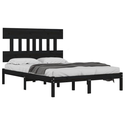 Estrutura de cama king 150x200 cm madeira maciça preto