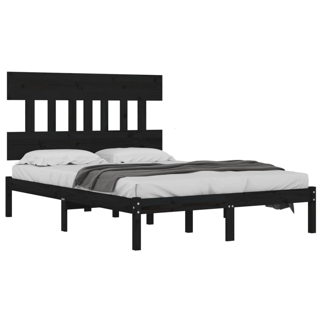 Estrutura de cama 160x200 cm pinho maciço preto