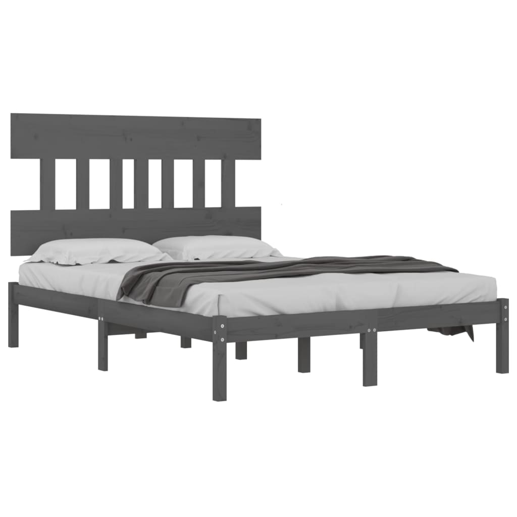 Estrutura de cama super king 180x200 cm madeira maciça cinzento