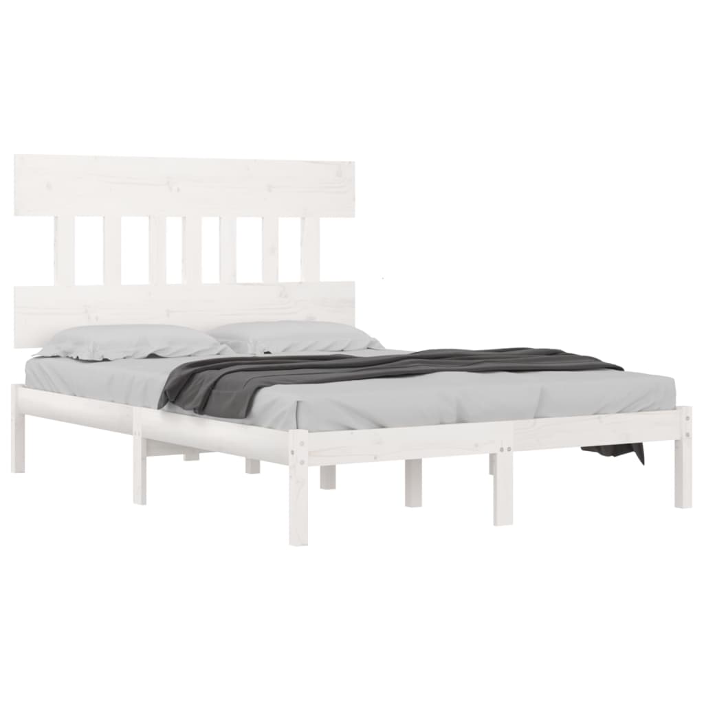 Estrutura de cama 200x200 cm madeira maciça branco