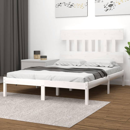 Estrutura de cama 200x200 cm madeira maciça branco