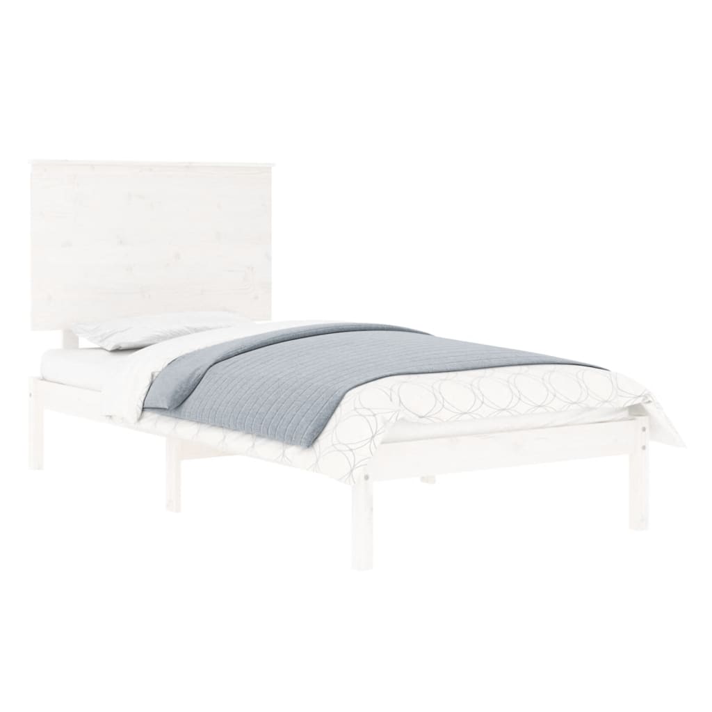 Estrutura cama de solteiro 90x190 cm madeira maciça branco