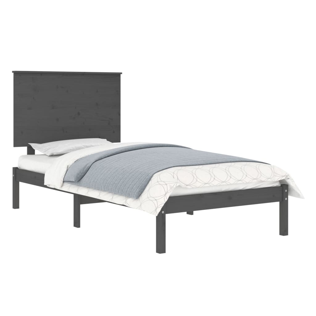 Estrutura cama solteiro 90x200 cm pinho maciço cinzento