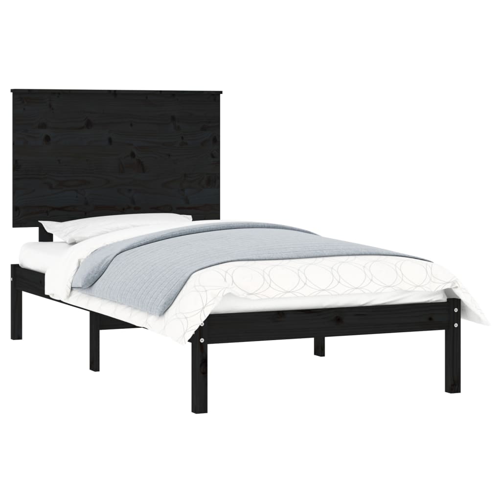 Estrutura de cama 100x200 cm pinho maciço preto