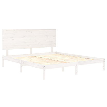 Estrutura de cama king 150x200 cm madeira maciça branco