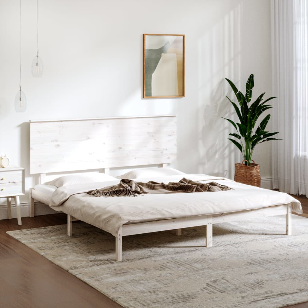 Estrutura de cama 200x200 cm pinho maciço branco