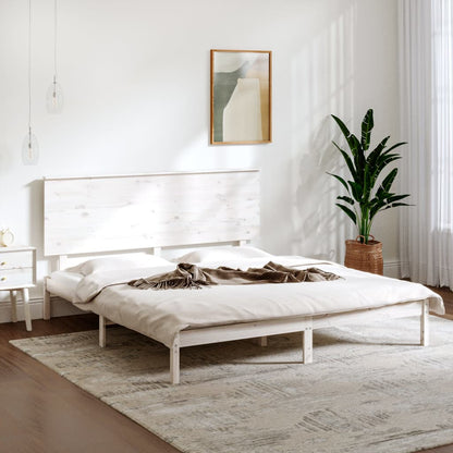 Estrutura de cama 200x200 cm pinho maciço branco