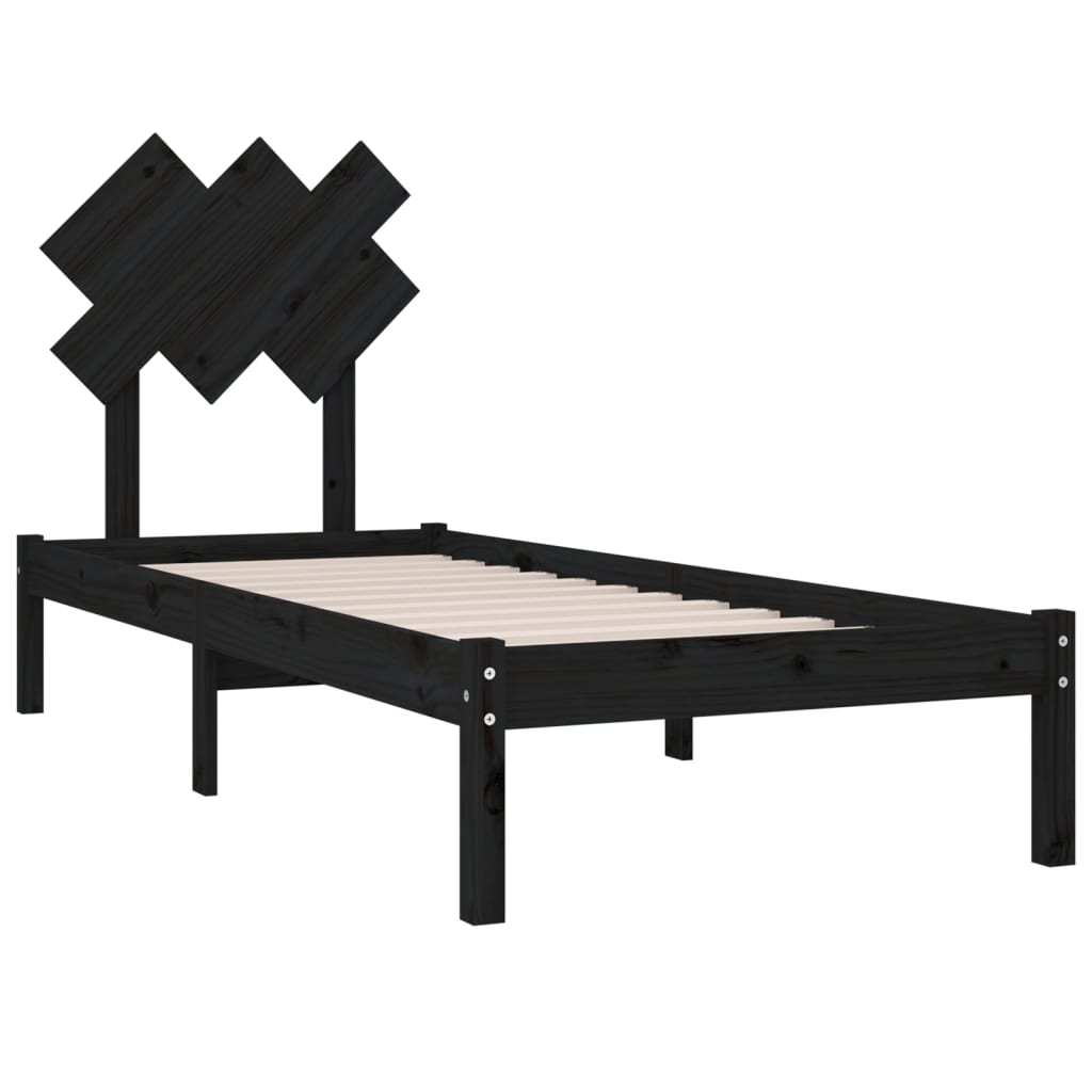 Estrutura de cama pequena solteiro 75x190 cm madeira preto