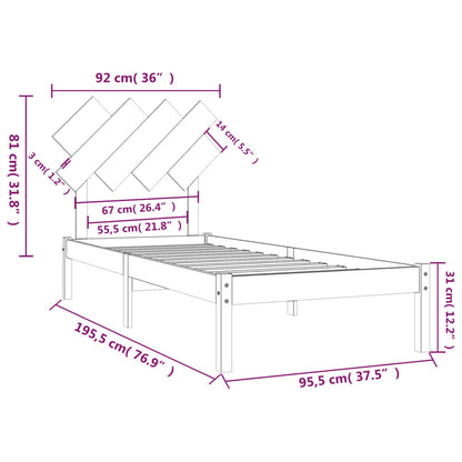 Estrutura cama de solteiro 90x190 cm madeira maciça branco