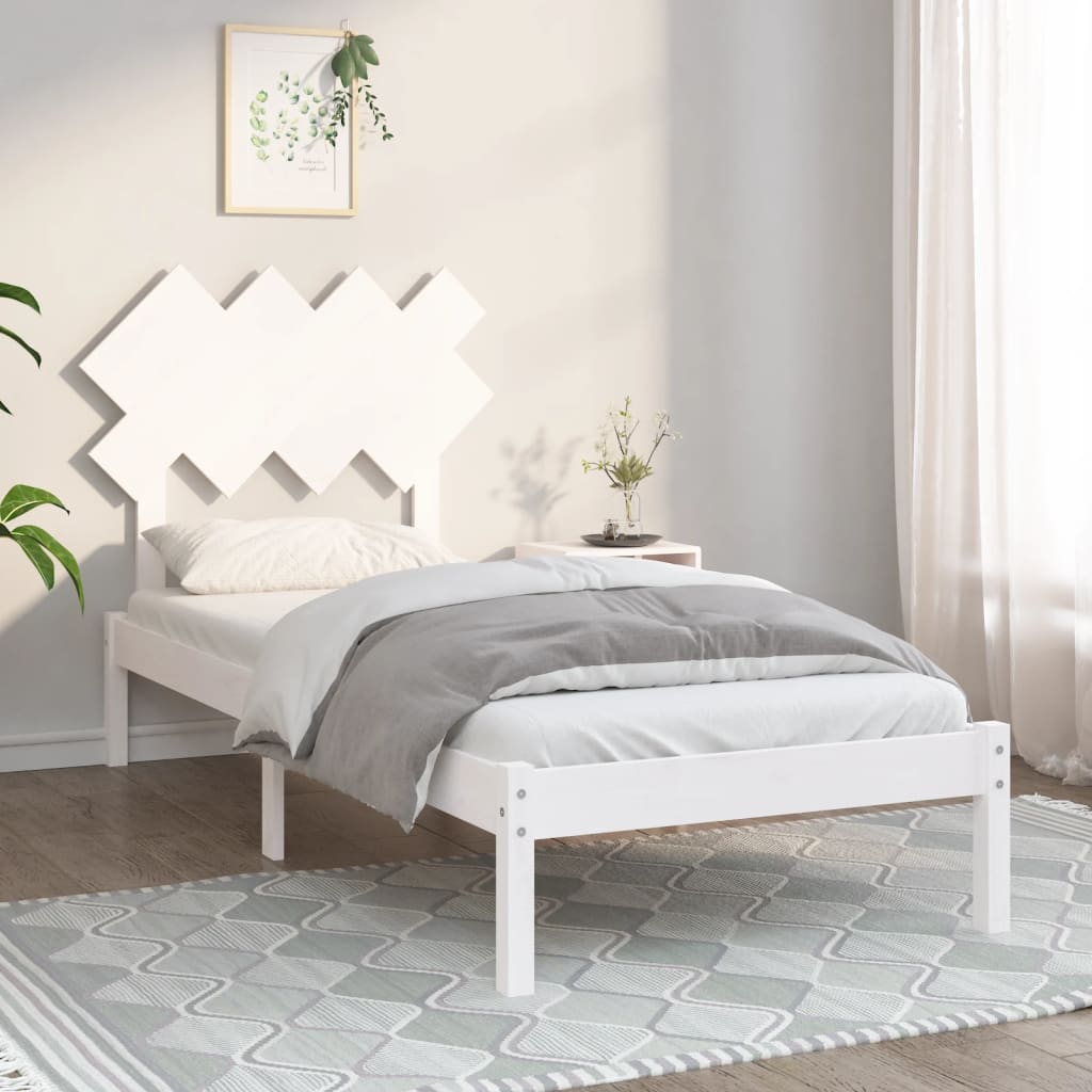 Estrutura cama de solteiro 90x190 cm madeira maciça branco