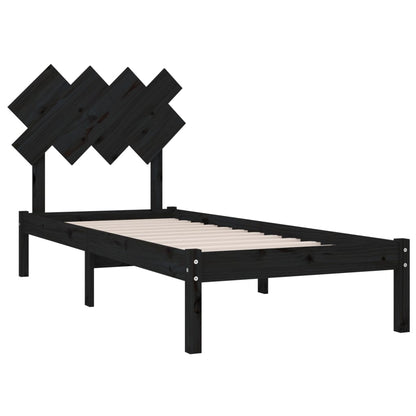 Estrutura cama de solteiro 90x190 cm madeira maciça preto