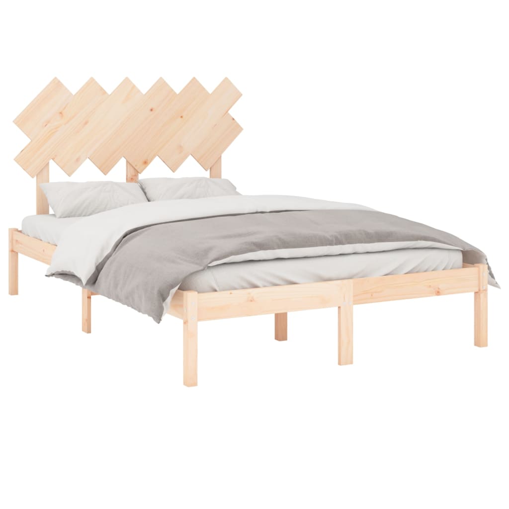 Estrutura de cama dupla pequena 4FT 120x190 cm madeira maciça