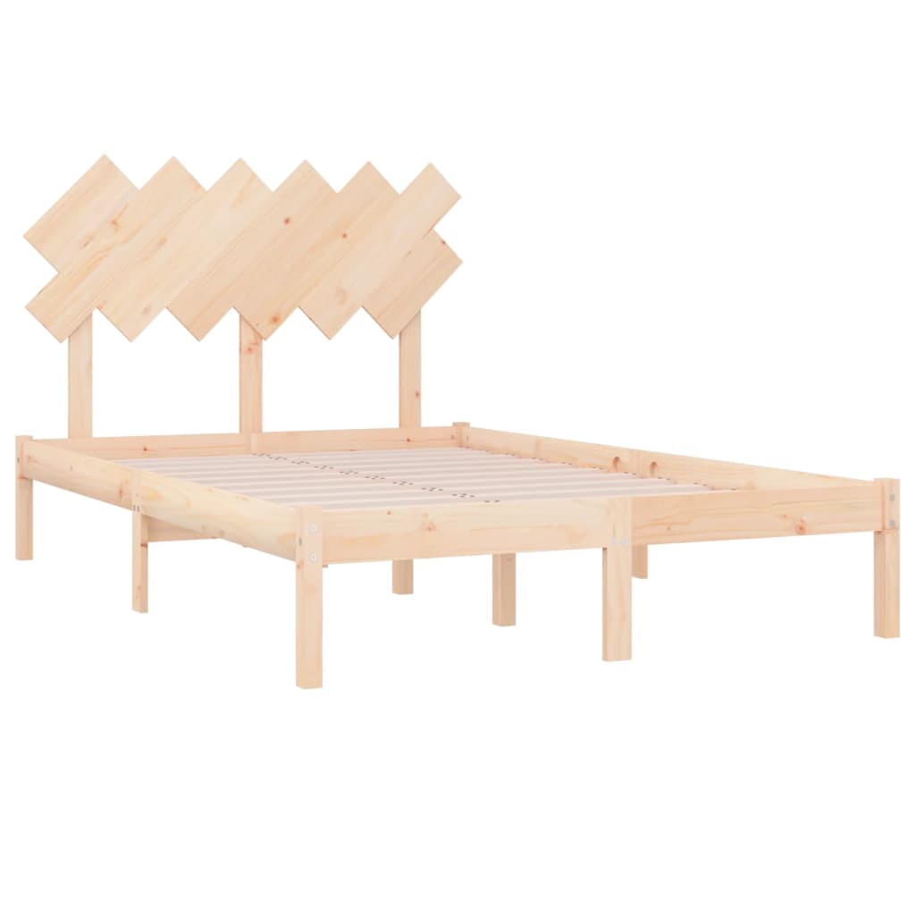 Estrutura de cama dupla pequena 4FT 120x190 cm madeira maciça