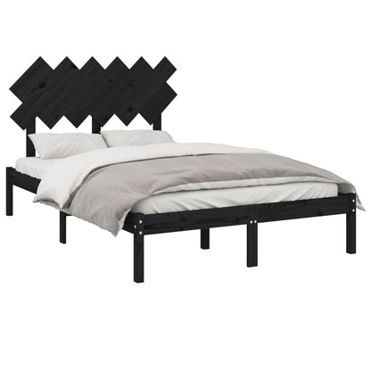 Estrutura cama dupla pequena 120x190 cm madeira maciça preto